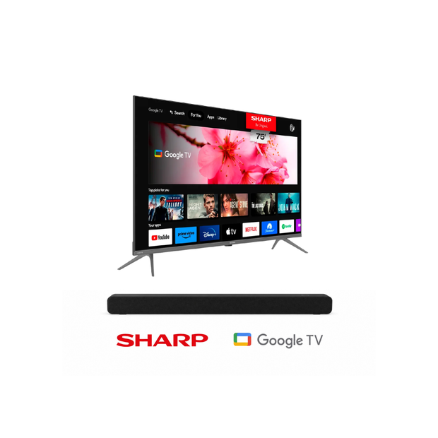 SHARP 75" 4K ULTRA HD + XIAOMI SOUNDBAR 2.0 EU S22E